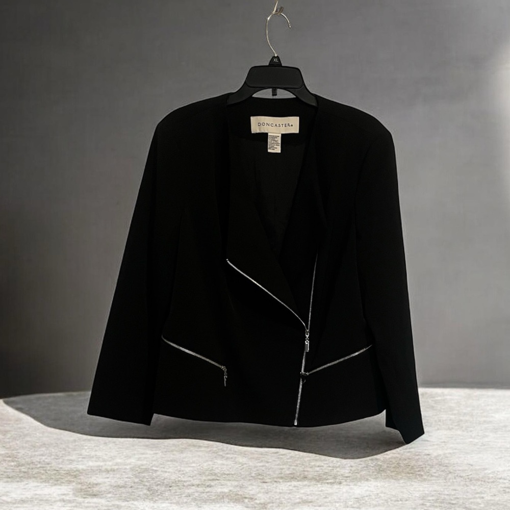 Doncaster Black Women's Blazer with Silver Accents Size 16